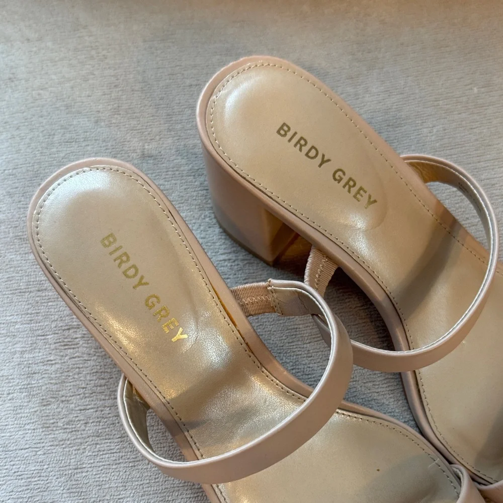 Birdy Grey Nude Block Heel Sandals - Picture 3 of 8